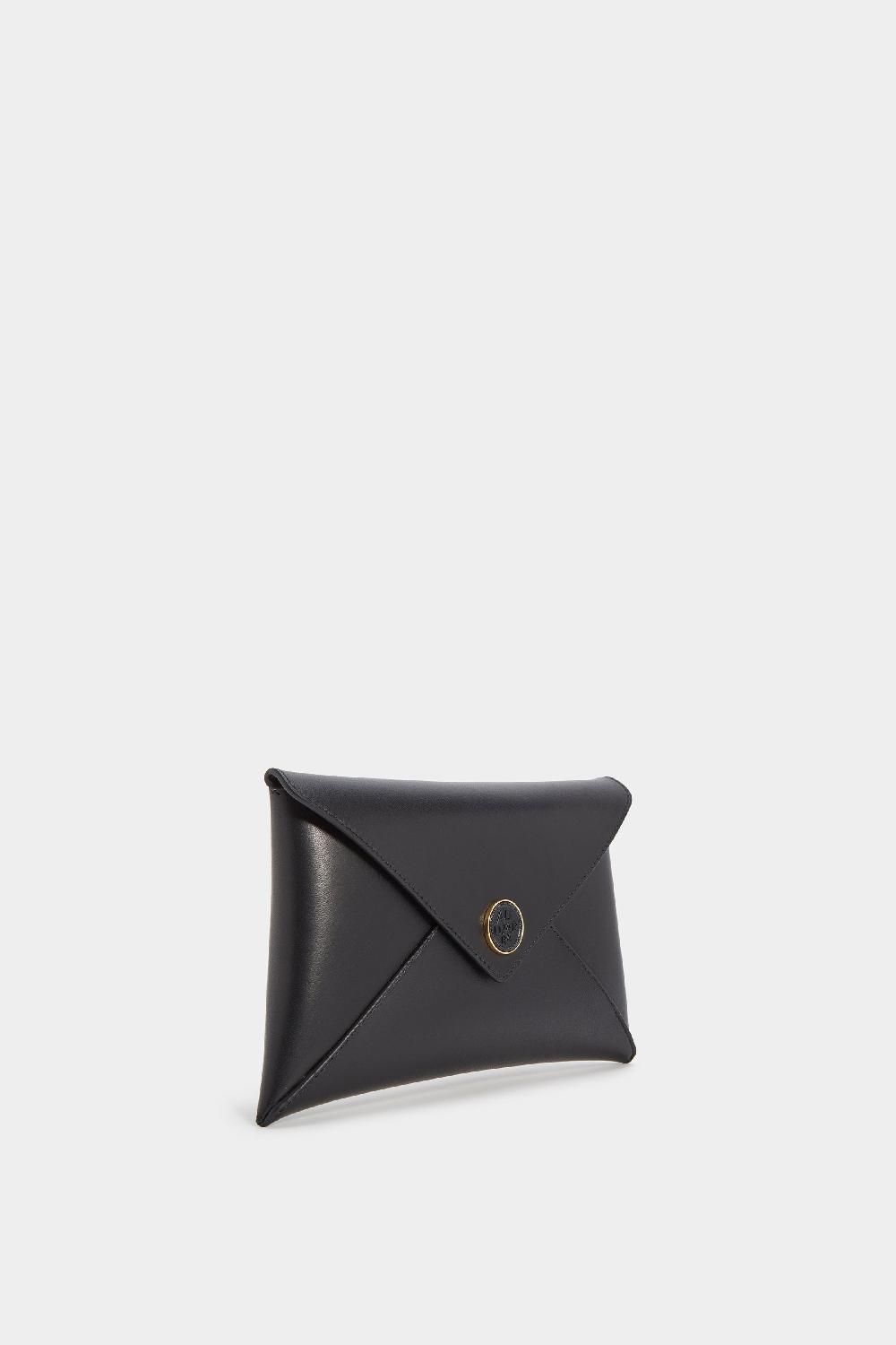 Altuzarra Medallion Envelope Clutch Black Leather
