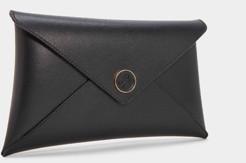 Altuzarra Medallion Envelope Clutch Black Leather