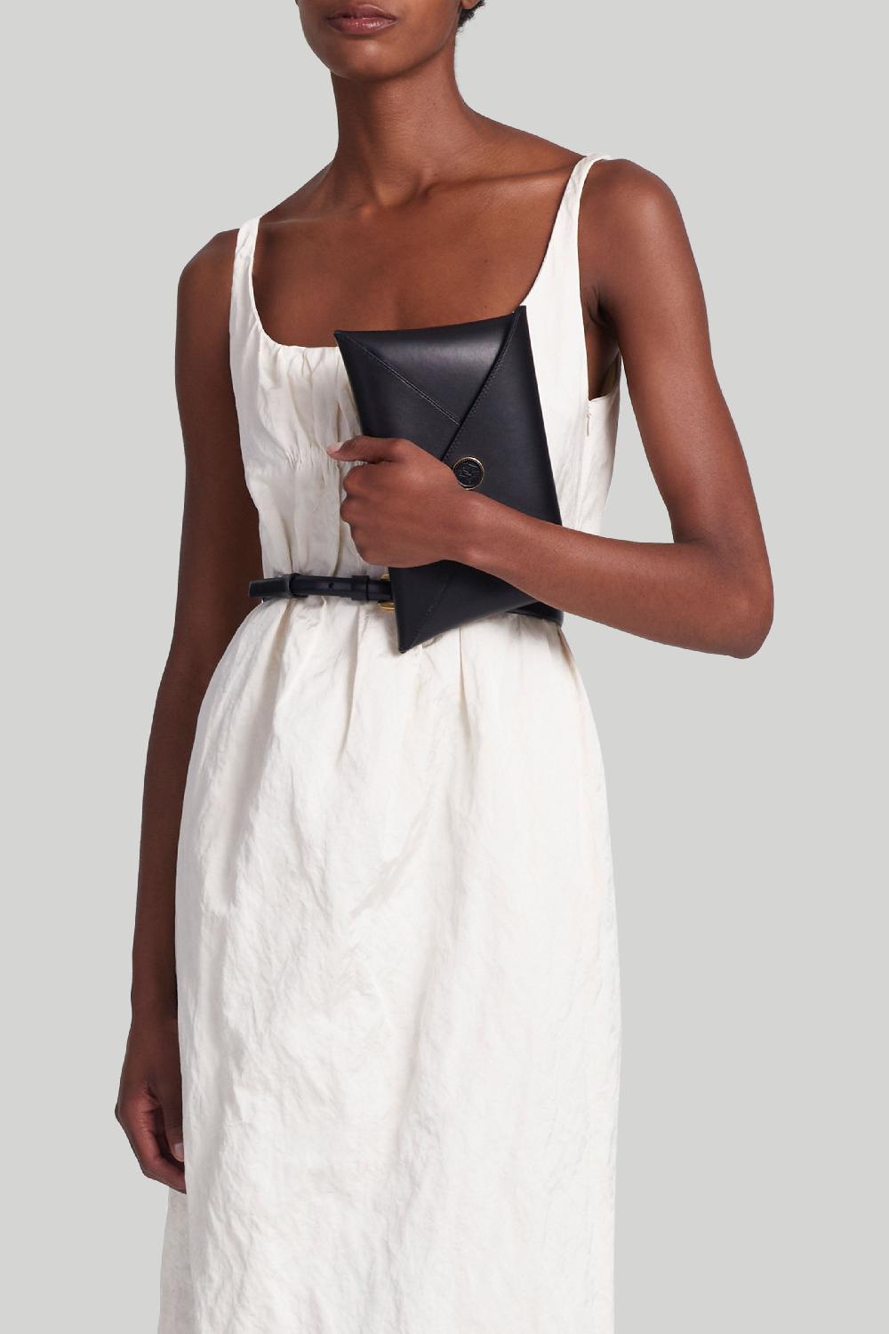 altuzarra Medallion Envelope Clutch Black Leather