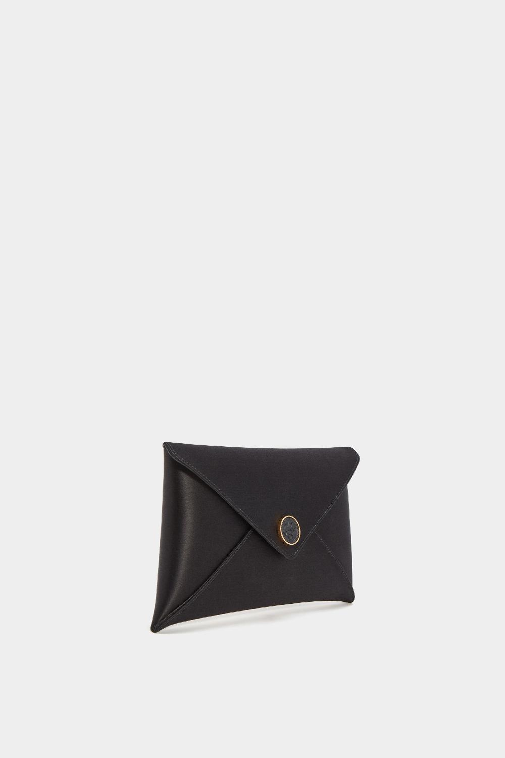 Altuzarra Medallion Envelope Clutch Satin Black