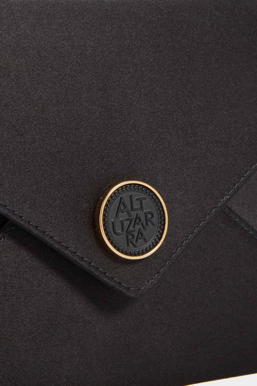 Altuzarra Medallion Envelope Clutch Satin Black