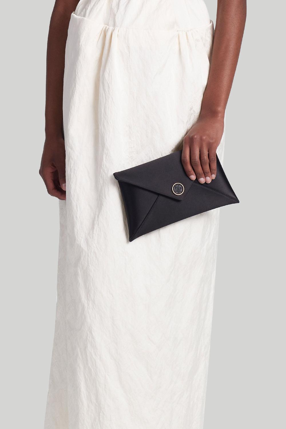 altuzarra Medallion Envelope Clutch Satin Black