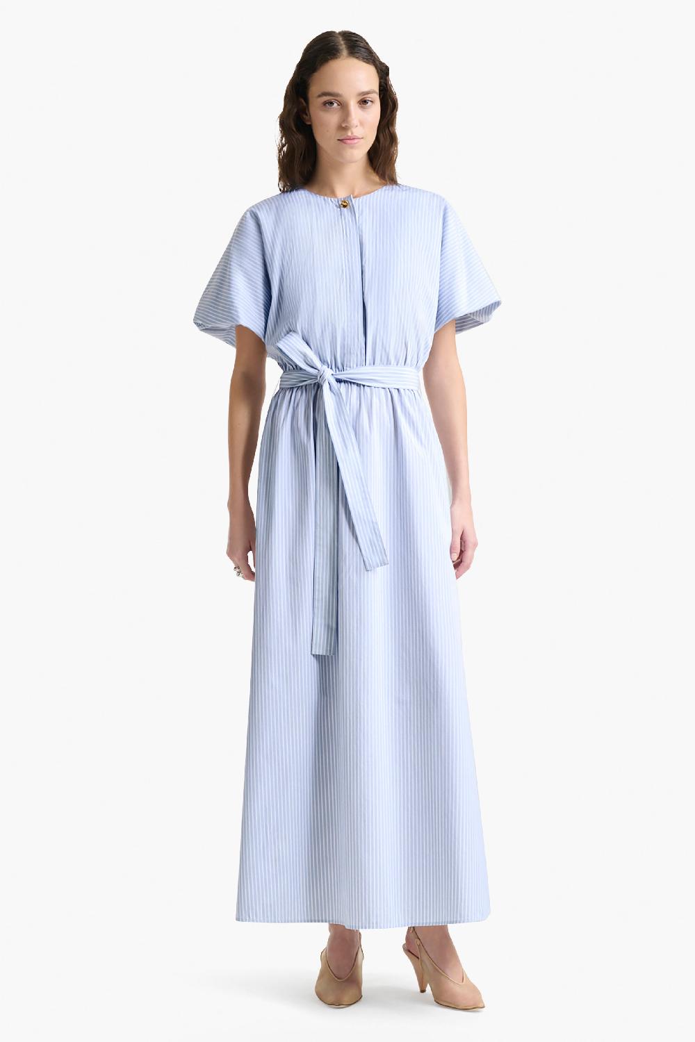 Altuzarra Paulina Dress Dove Grey Banker Stripe