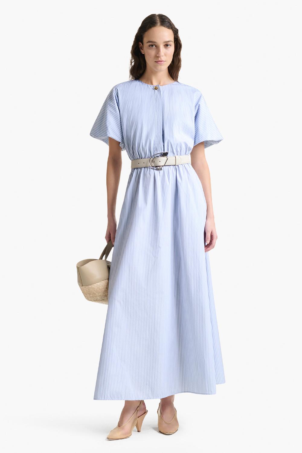 altuzarra Paulina Dress Dove Grey Banker Stripe