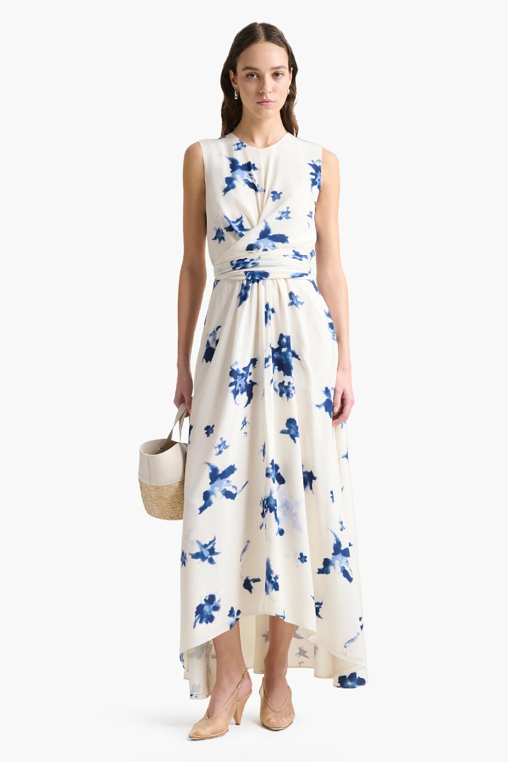 altuzarra Penny Dress Berry Blue Flowers