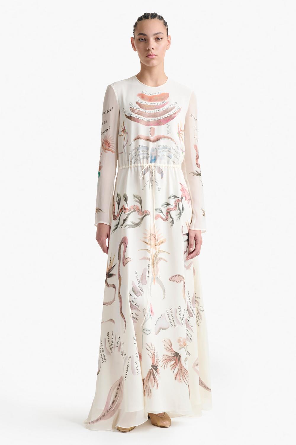 Altuzarra Sybbeline Dress Ivory Figurative Tattoo