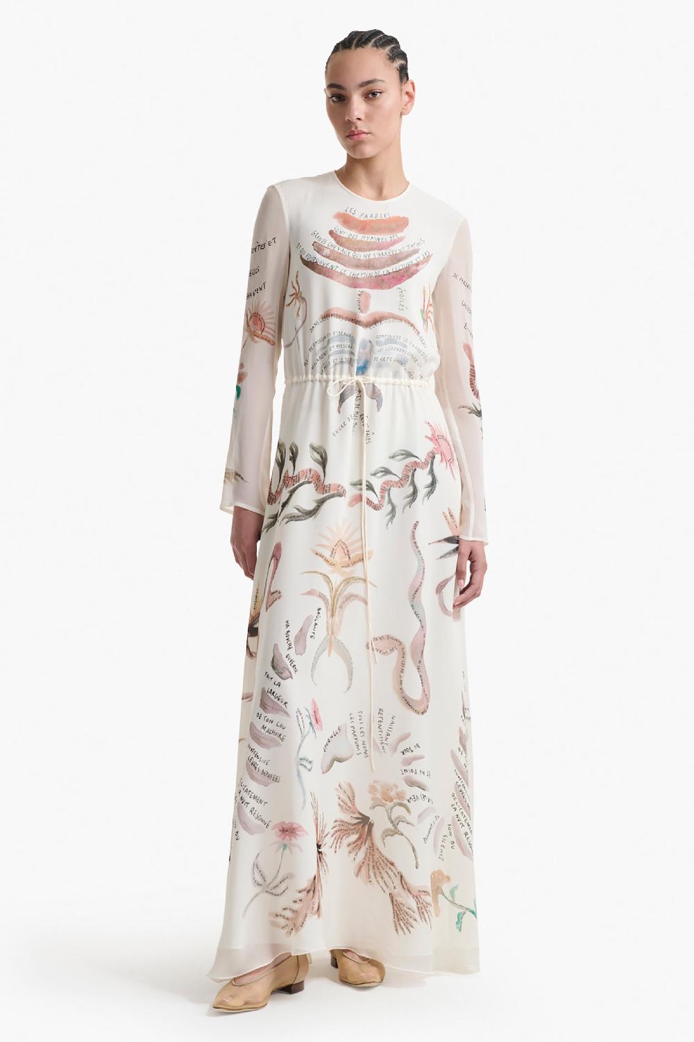 altuzarra Sybbeline Dress Ivory Figurative Tattoo
