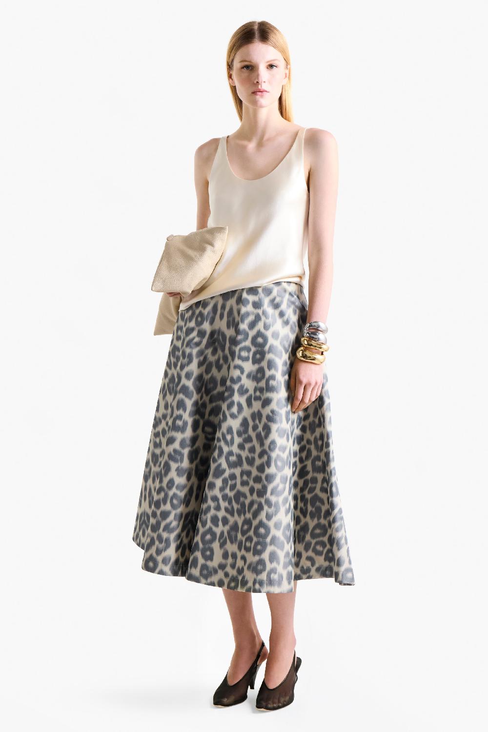 altuzarra Varda Skirt Antique Pearl Leopard