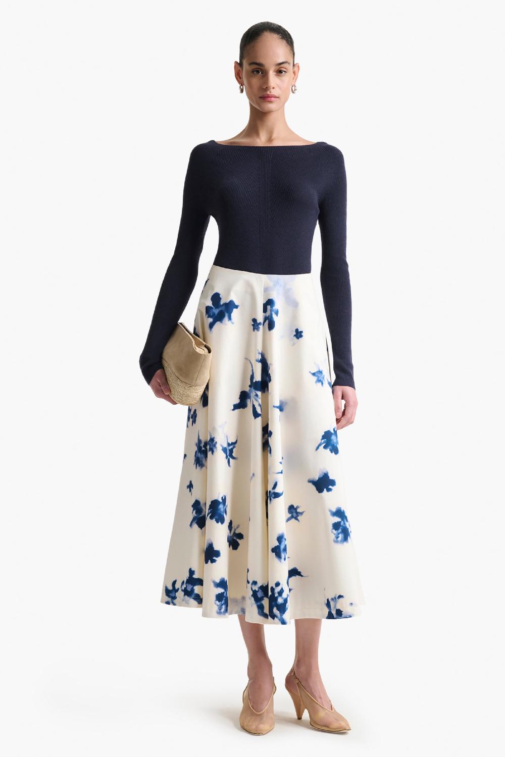 altuzarra Varda Skirt Berry Blue Flowers