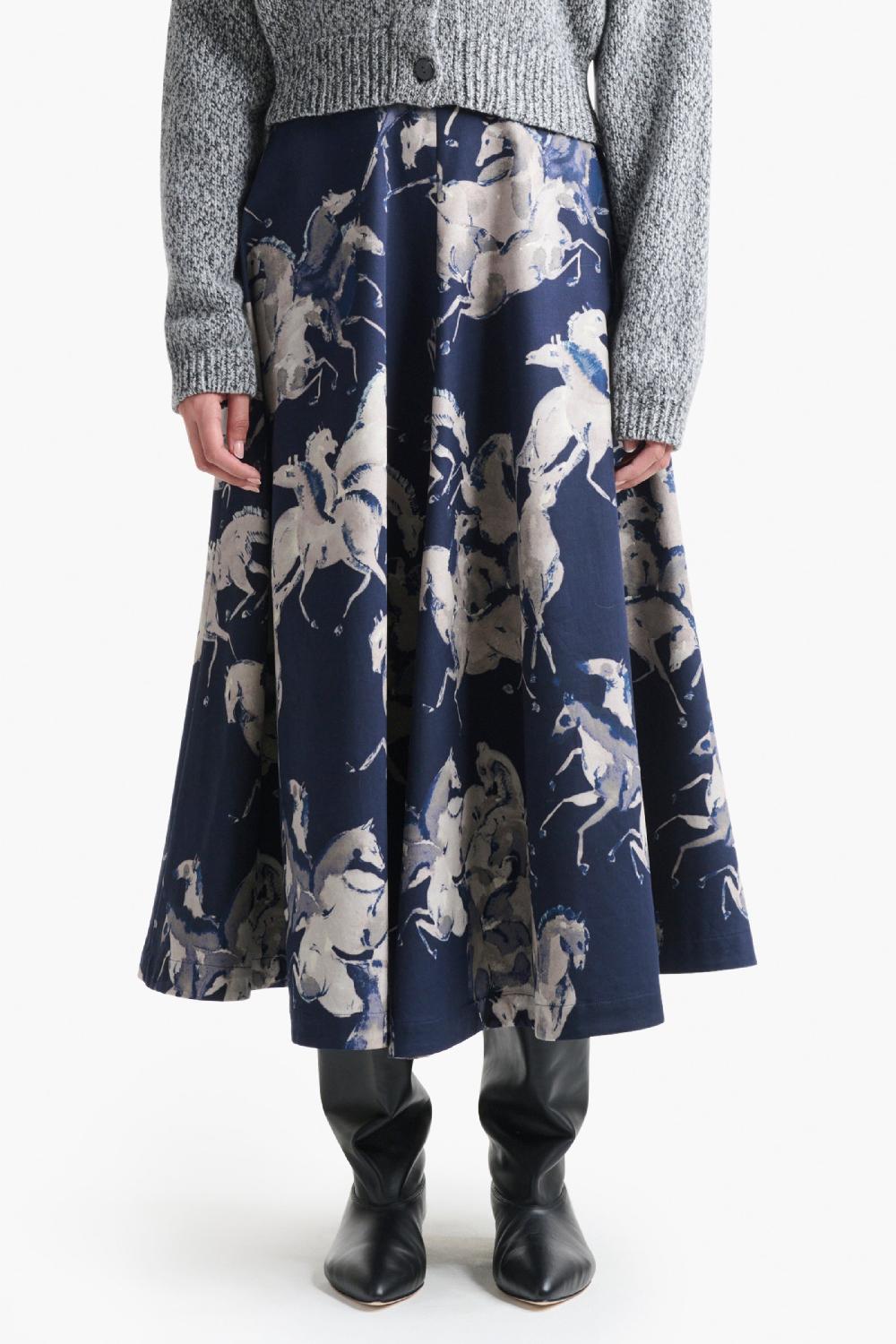Altuzarra Varda Skirt Berry Blue Horses