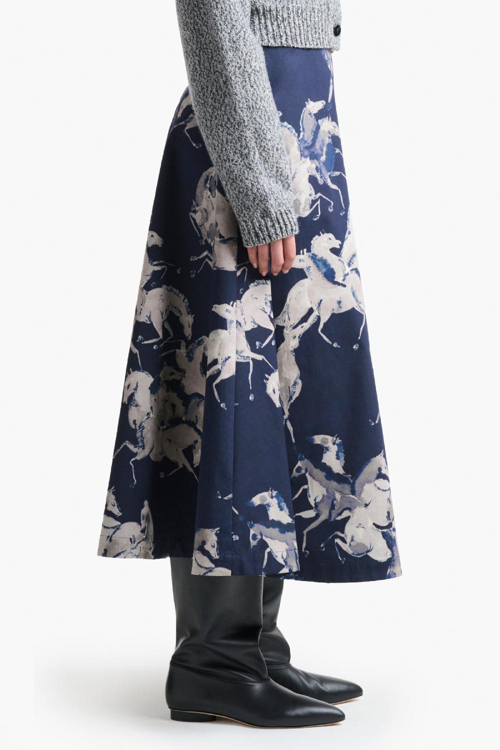 Altuzarra Varda Skirt Berry Blue Horses