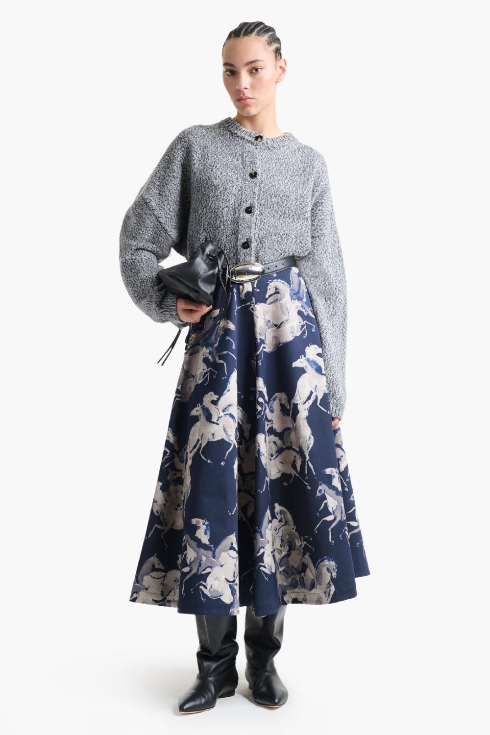 altuzarra Varda Skirt Berry Blue Horses