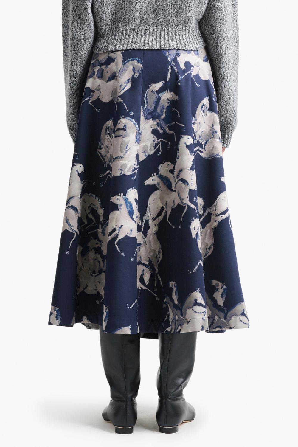 Altuzarra Varda Skirt Berry Blue Horses