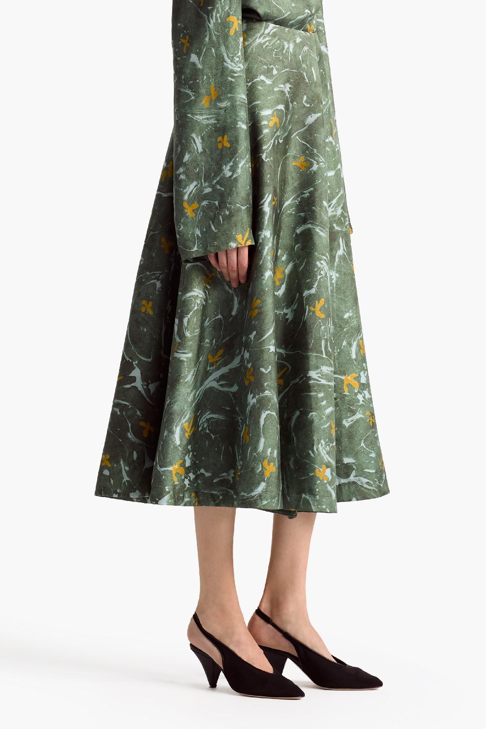 Altuzarra Varda Skirt Monstera Marbled Floral