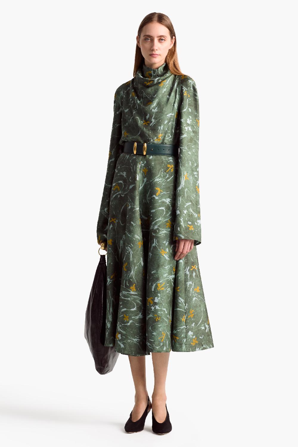 altuzarra Varda Skirt Monstera Marbled Floral