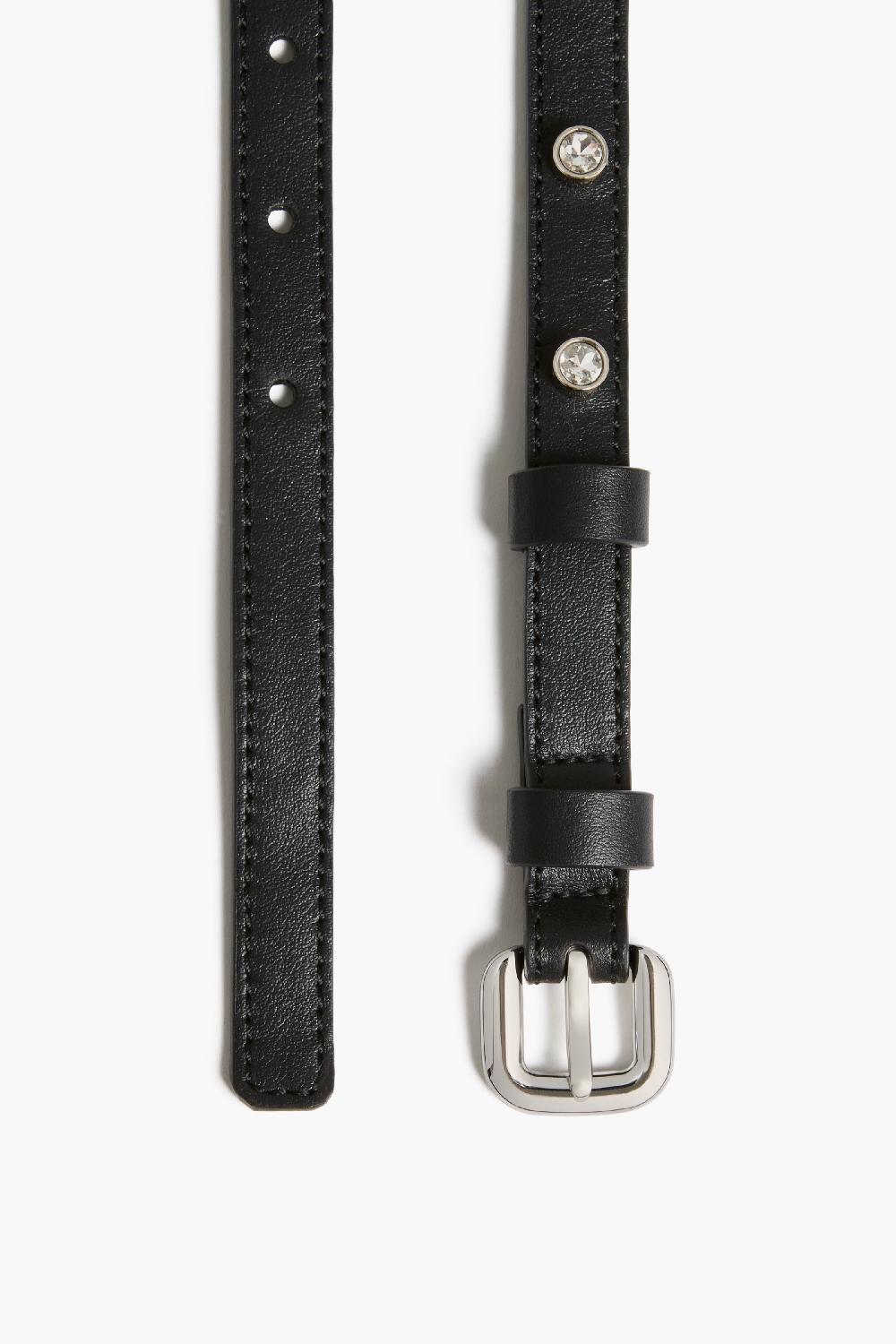 Altuzarra Skinny Belt With Studs Buckle Belt Black/Crystal