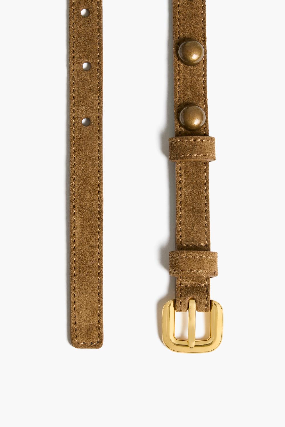 Altuzarra Skinny Belt With Studs Buckle Belt Tobacco/Gold Stud