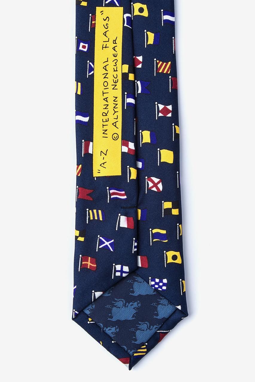 Alynn A-Z International Flags Navy Blue 100% Silk Skinny Tie