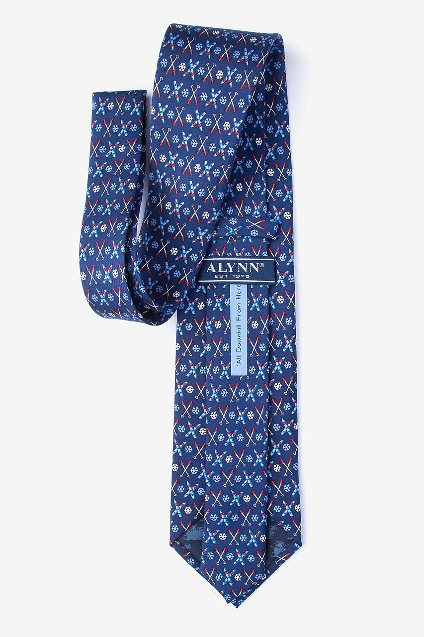 Alynn All Downhill From Here Navy Blue 100% Silk Extra Long Tie