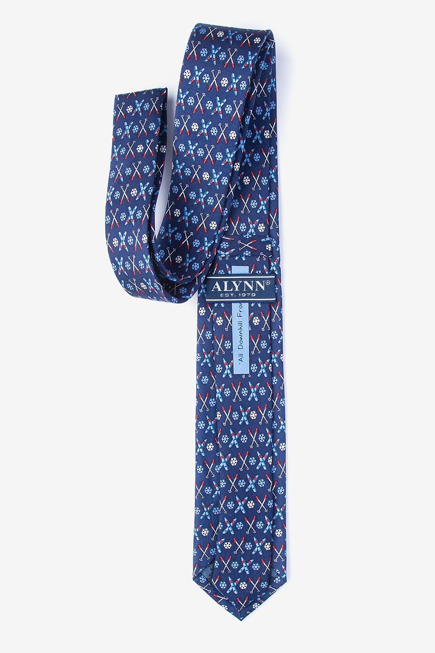 Alynn All Downhill From Here Navy Blue 100% Silk Skinny Tie
