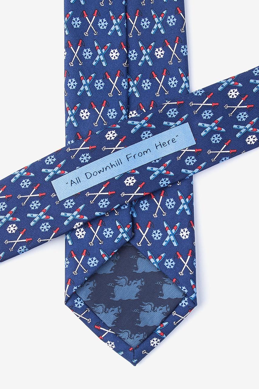 Alynn All Downhill From Here Navy Blue 100% Silk Skinny Tie