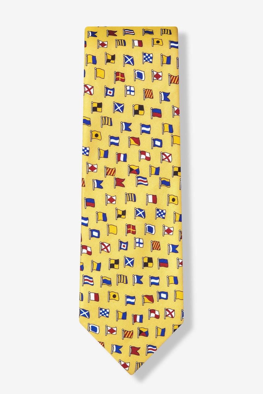 Alynn A-Z International Flags Yellow 100% Silk Tie