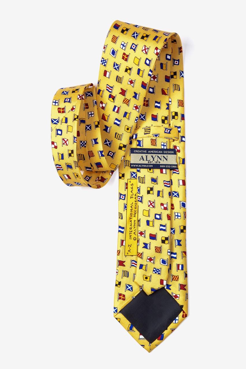 Alynn A-Z International Flags Yellow 100% Silk Tie