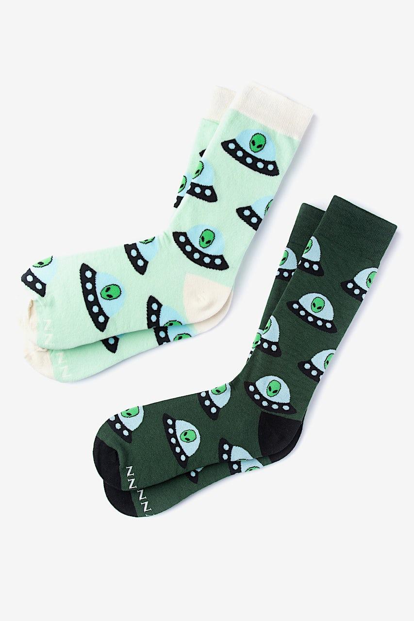 alynn Alien Invasion green His & Hers Socks