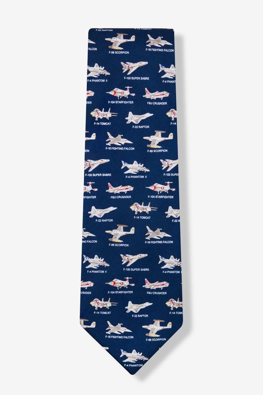 Alynn American Fighter Jets Navy Blue 100% Silk Tie
