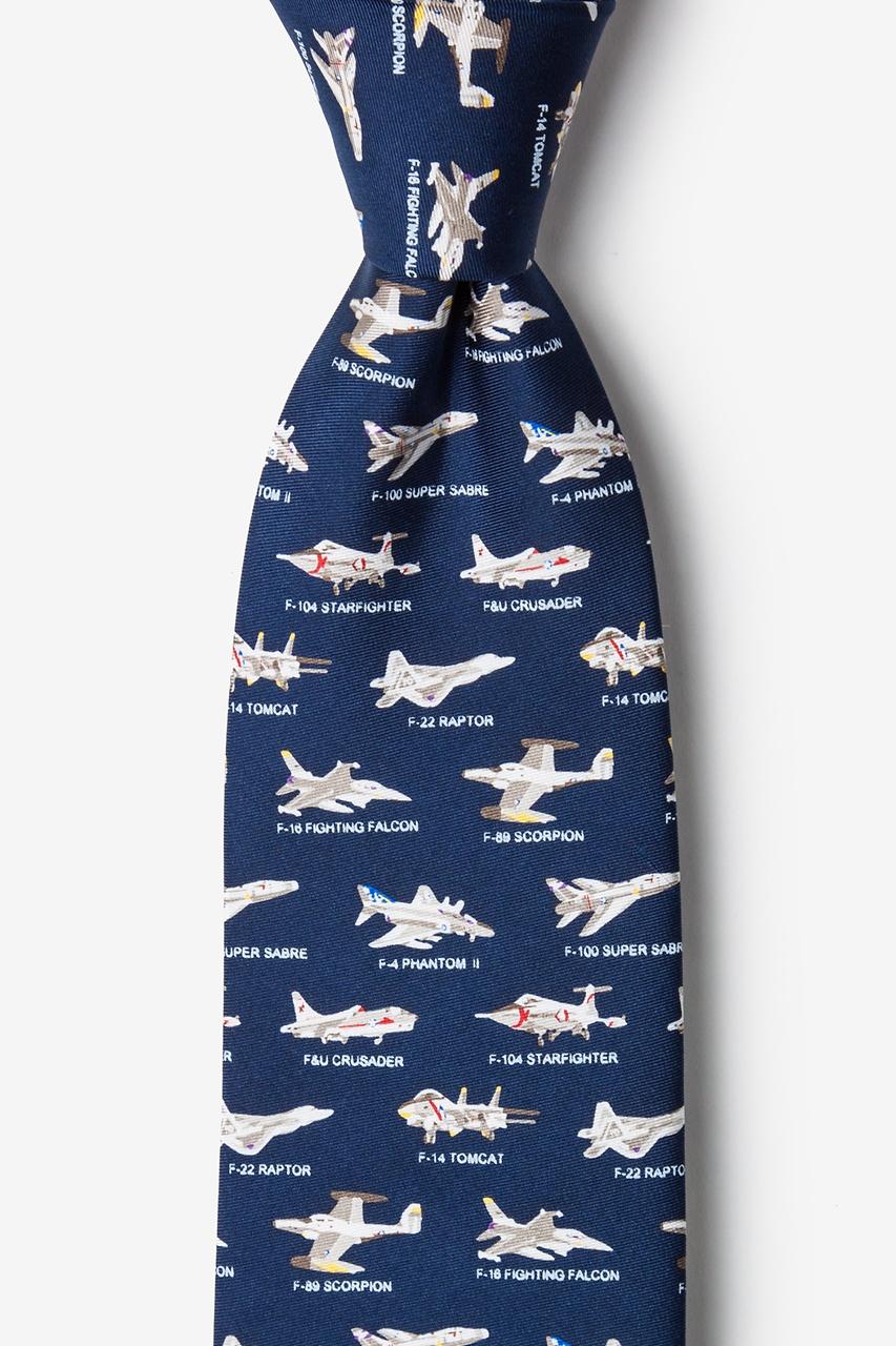 alynn American Fighter Jets Navy Blue 100% silk Tie