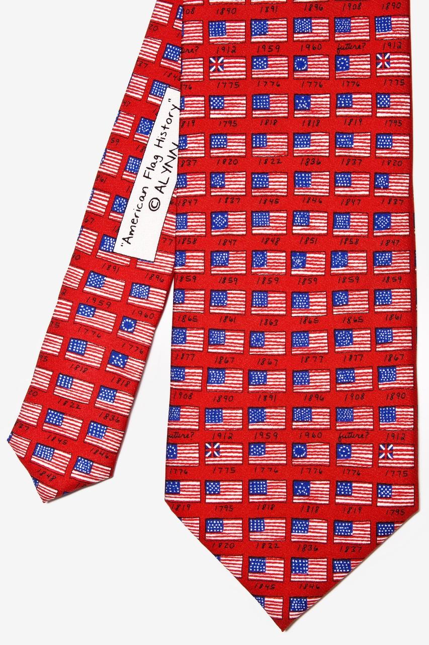 Alynn American Flag History Red 100% Silk Tie