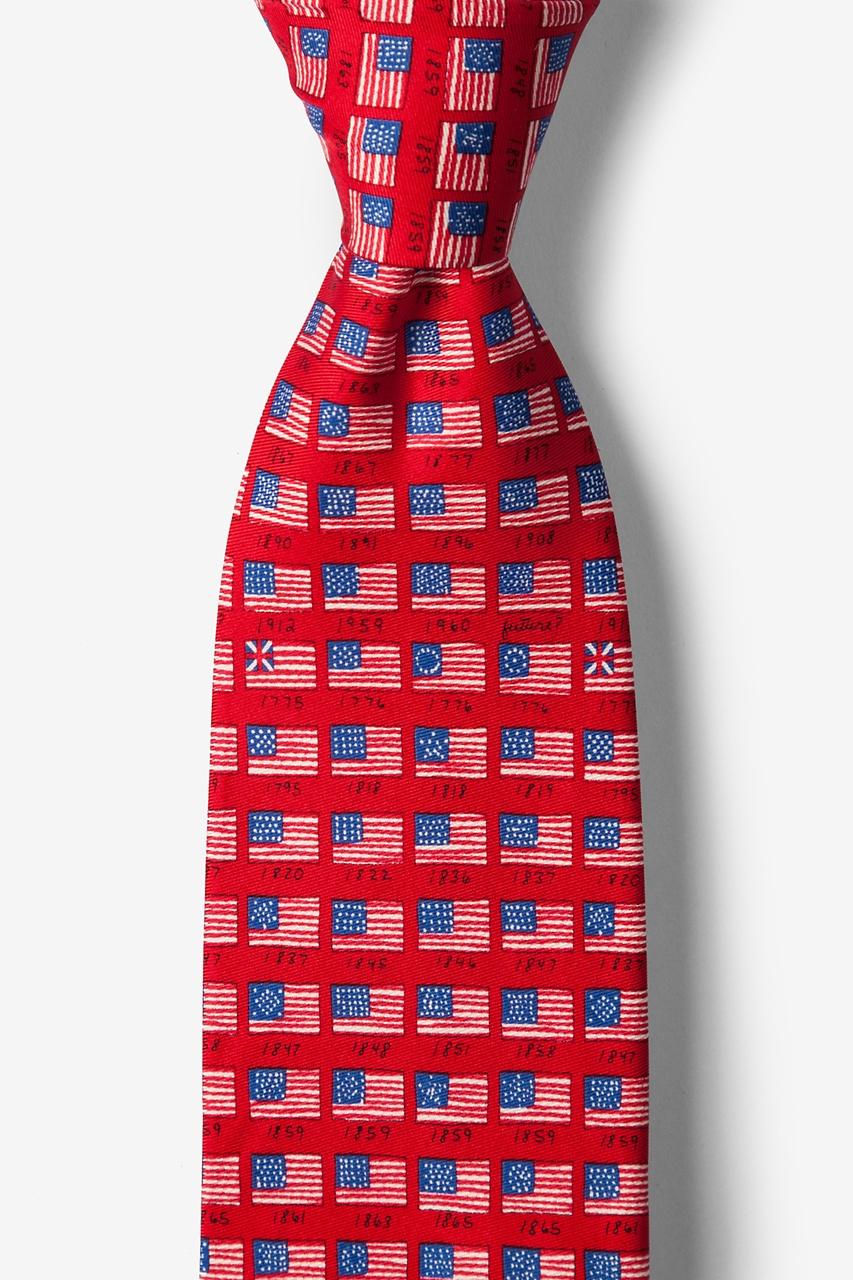 alynn American Flag History red 100% silk Tie