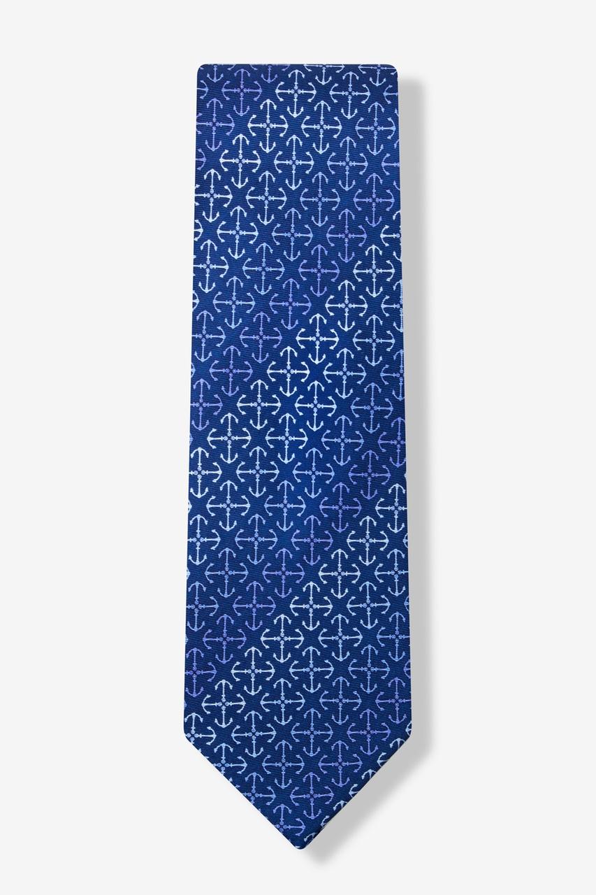 Alynn Anchors Aweigh Navy Blue 100% Silk Tie