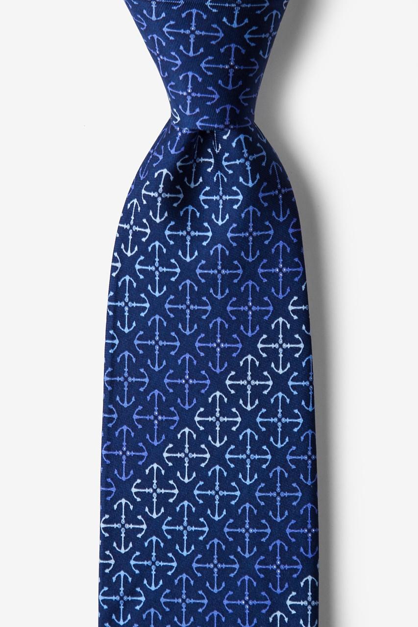 alynn Anchors Aweigh Navy Blue 100% silk Tie