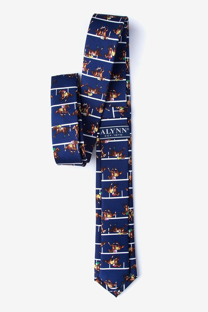 Alynn At The Rail Navy Blue 100% Silk Skinny Tie
