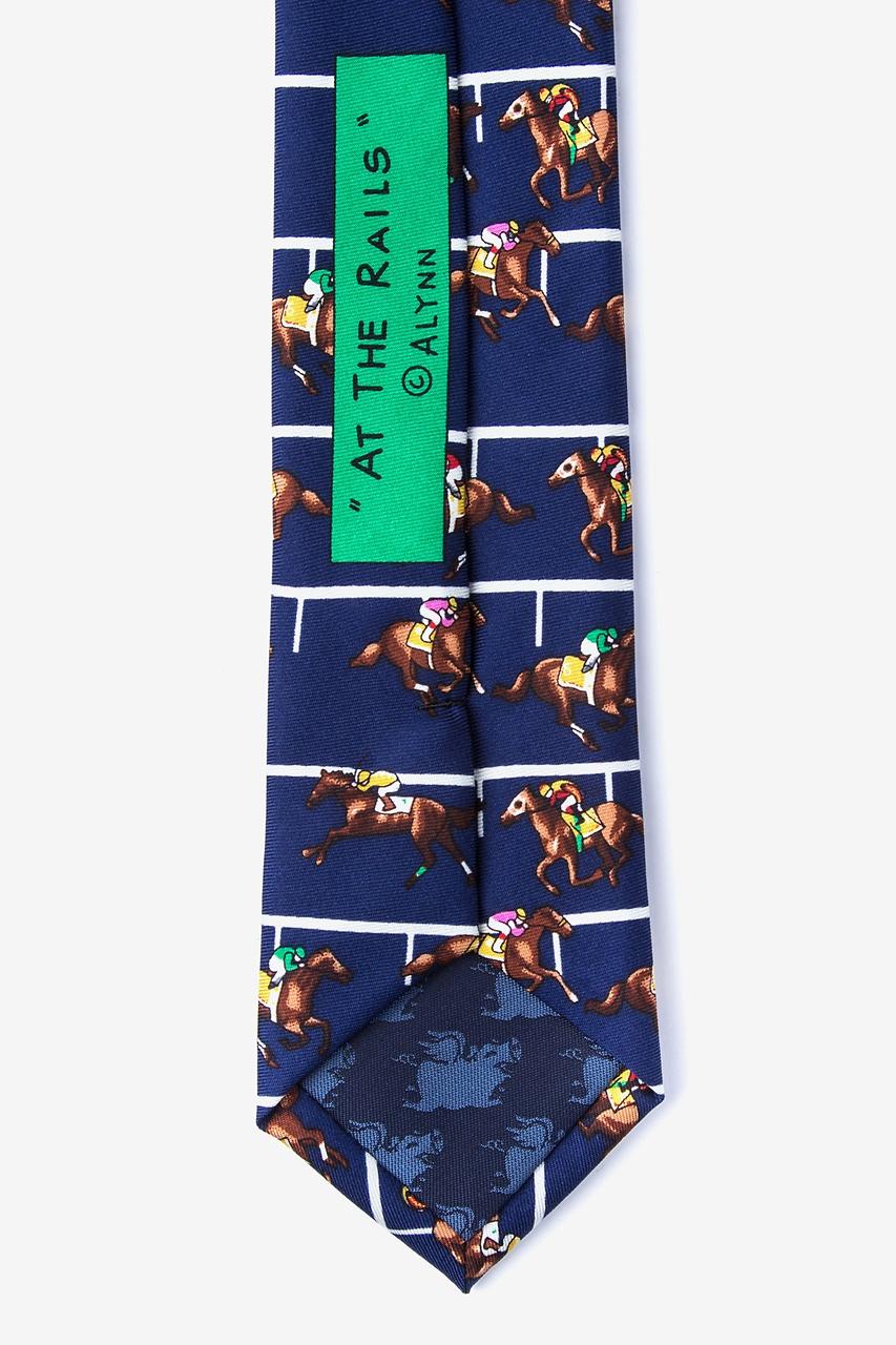 Alynn At The Rail Navy Blue 100% Silk Skinny Tie