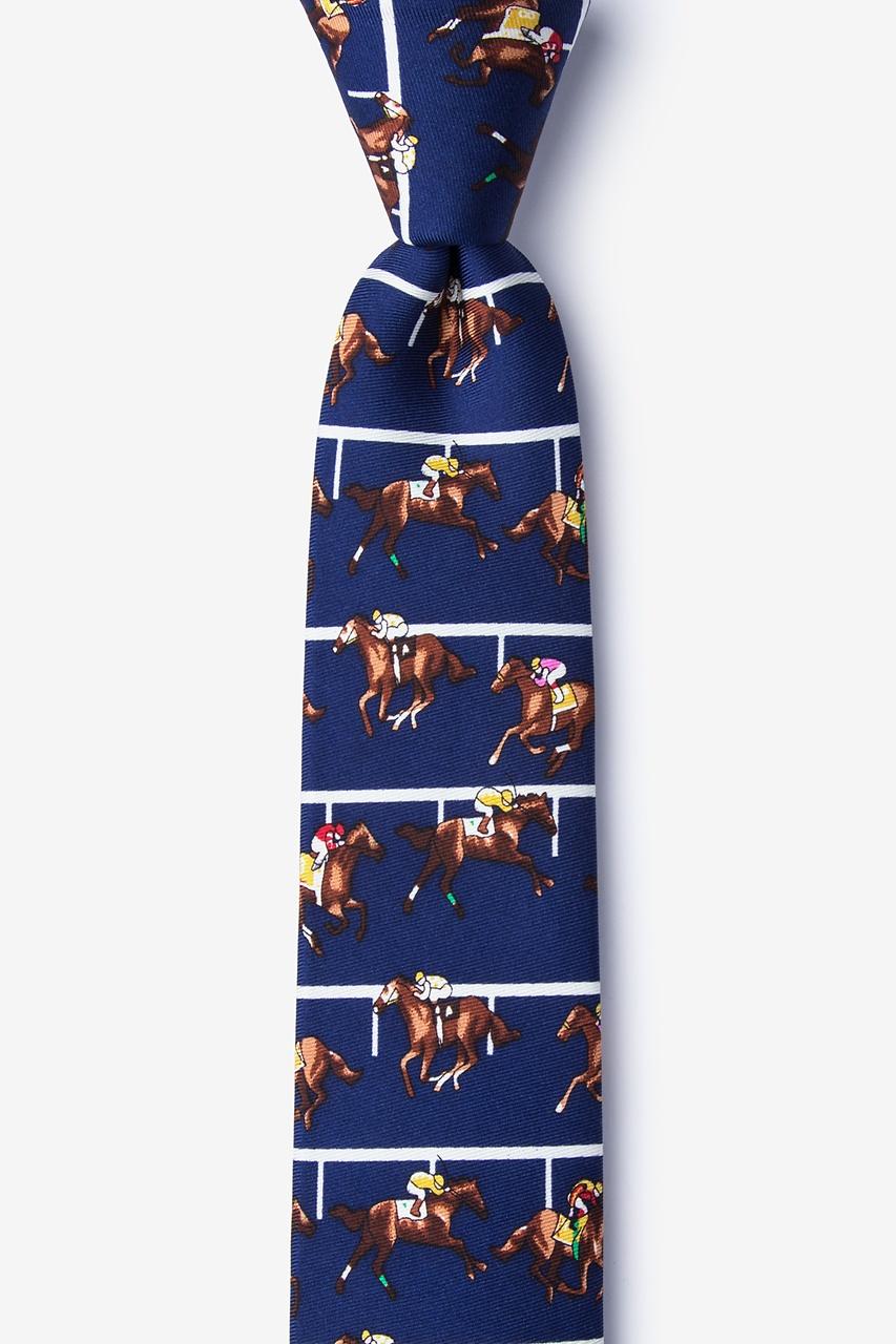 alynn At the Rail Navy Blue 100% silk Skinny Tie