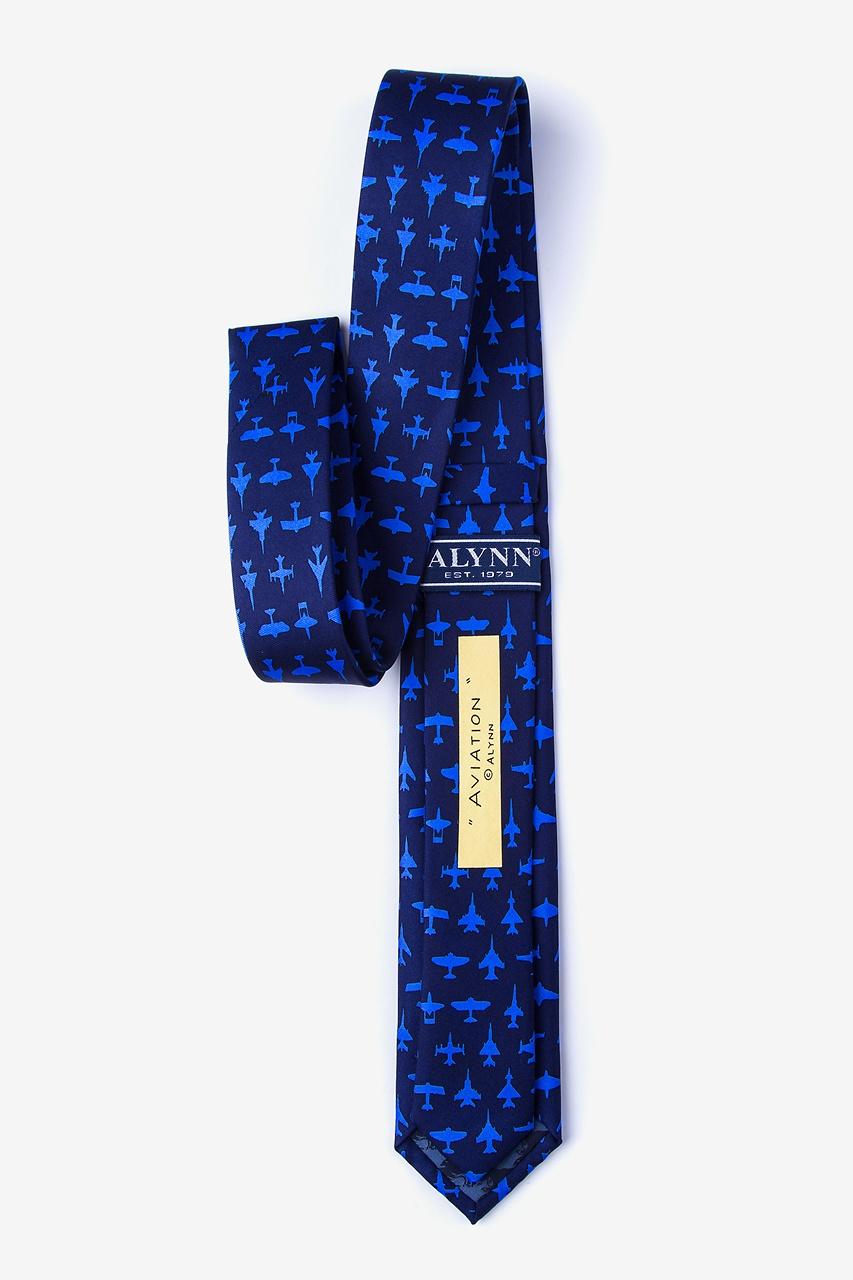 Alynn Aviation Navy Blue 100% Silk Skinny Tie
