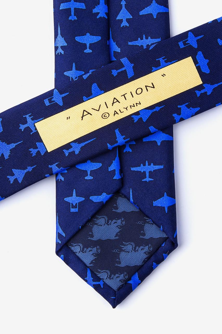 Alynn Aviation Navy Blue 100% Silk Skinny Tie