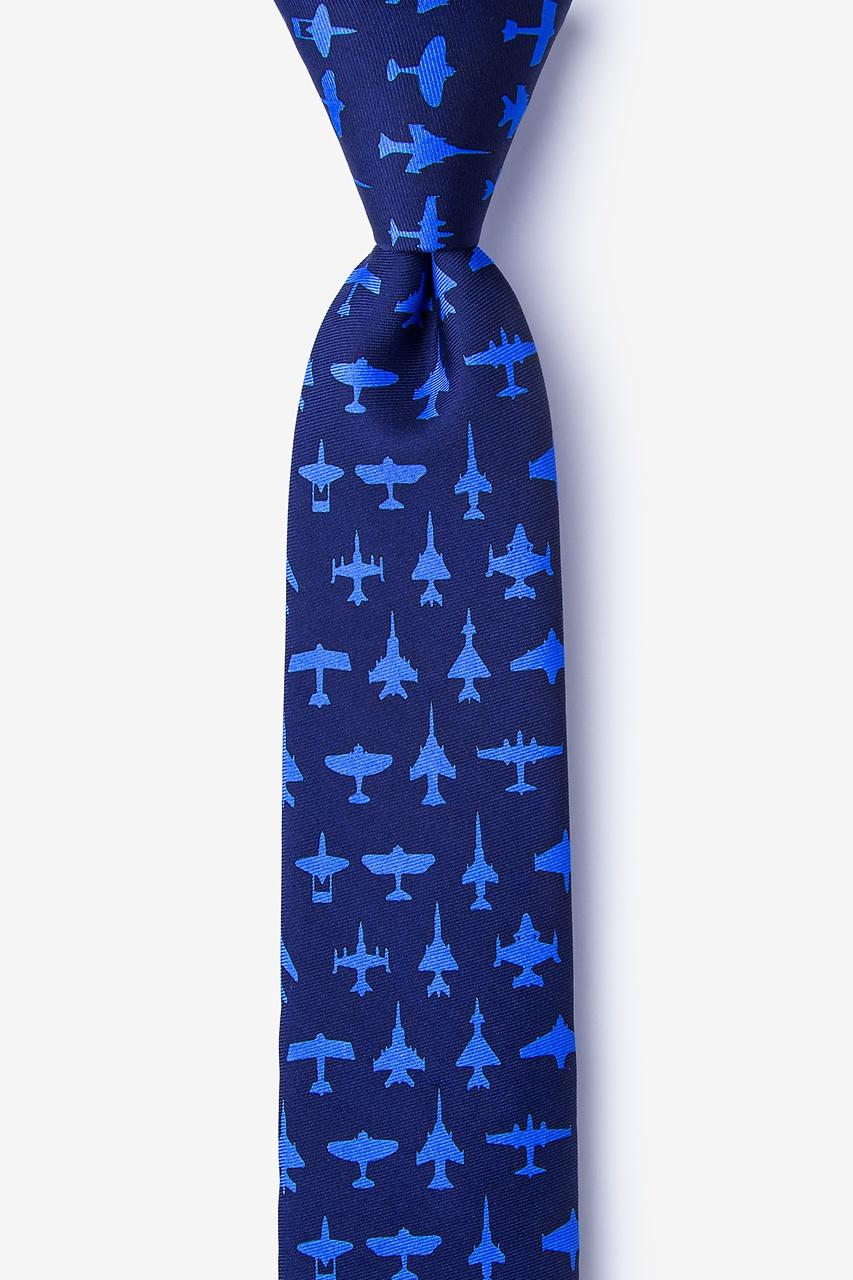 alynn Aviation Navy Blue 100% silk Skinny Tie