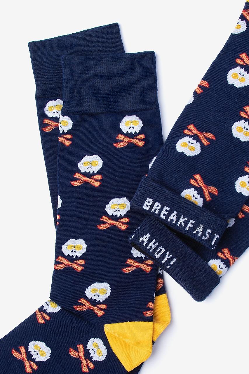 Alynn Bacon & Eggs Breakfast Navy Blue Sock