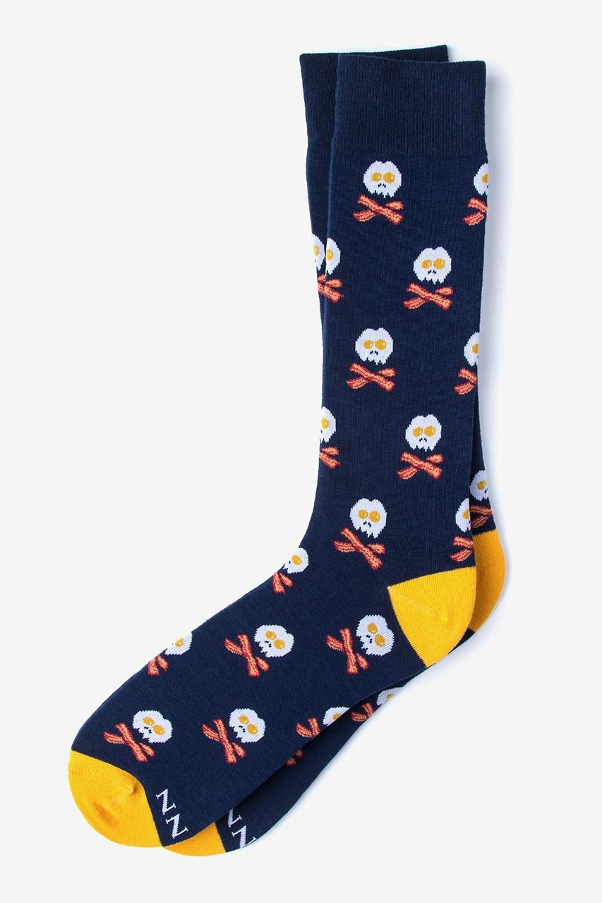 alynn Bacon & Eggs Breakfast Navy Blue Sock