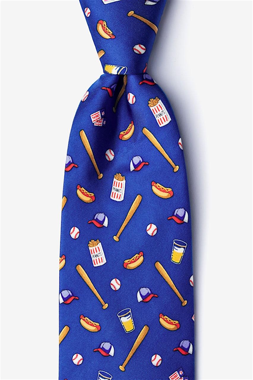 alynn Baseball Fanatic blue 100% silk Tie