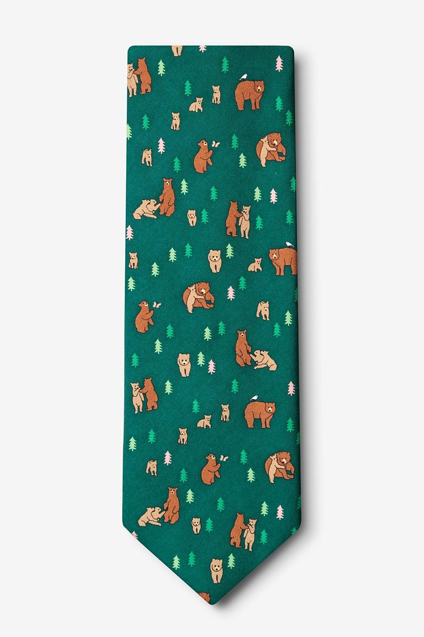 Alynn Bear Necessities Green 100% Silk Tie