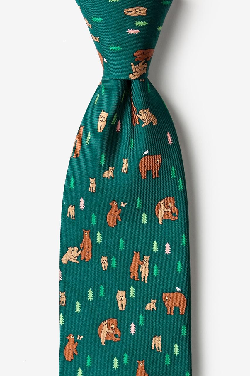 alynn Bear Necessities green 100% silk Tie