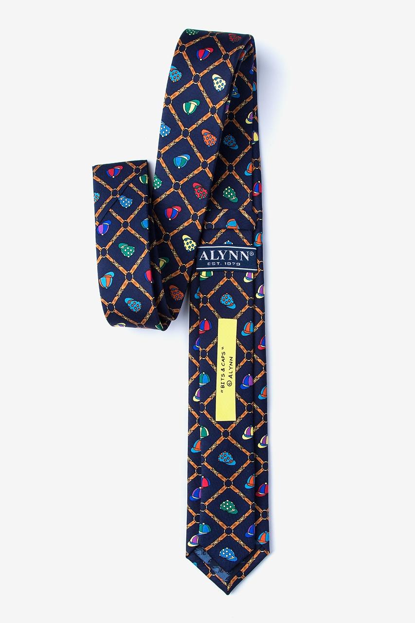 Alynn Bits & Caps Navy Blue 100% Silk Skinny Tie