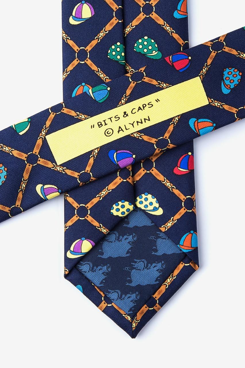 Alynn Bits & Caps Navy Blue 100% Silk Skinny Tie