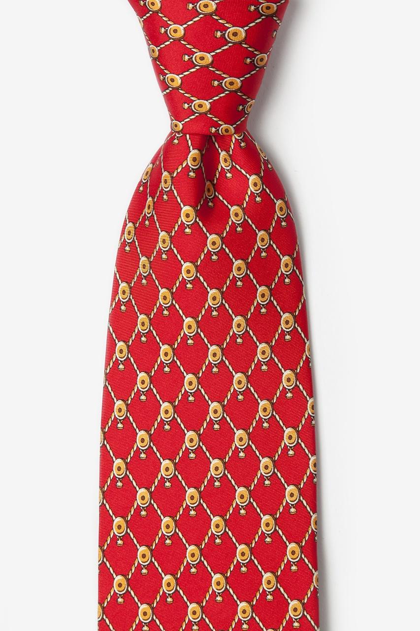 alynn Block & Tackle red 100% silk Tie