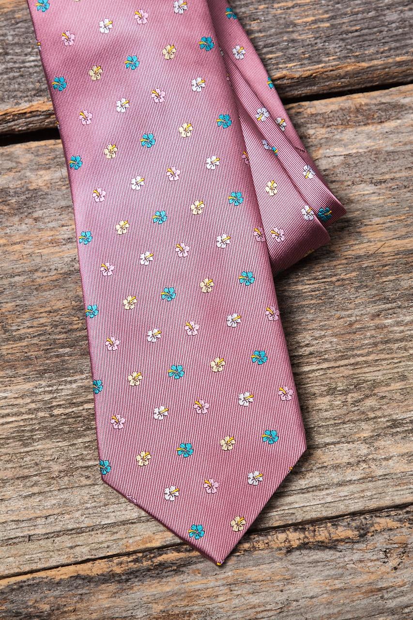 Alynn Blossoms Dusty Rose 100% Silk Extra Long Tie