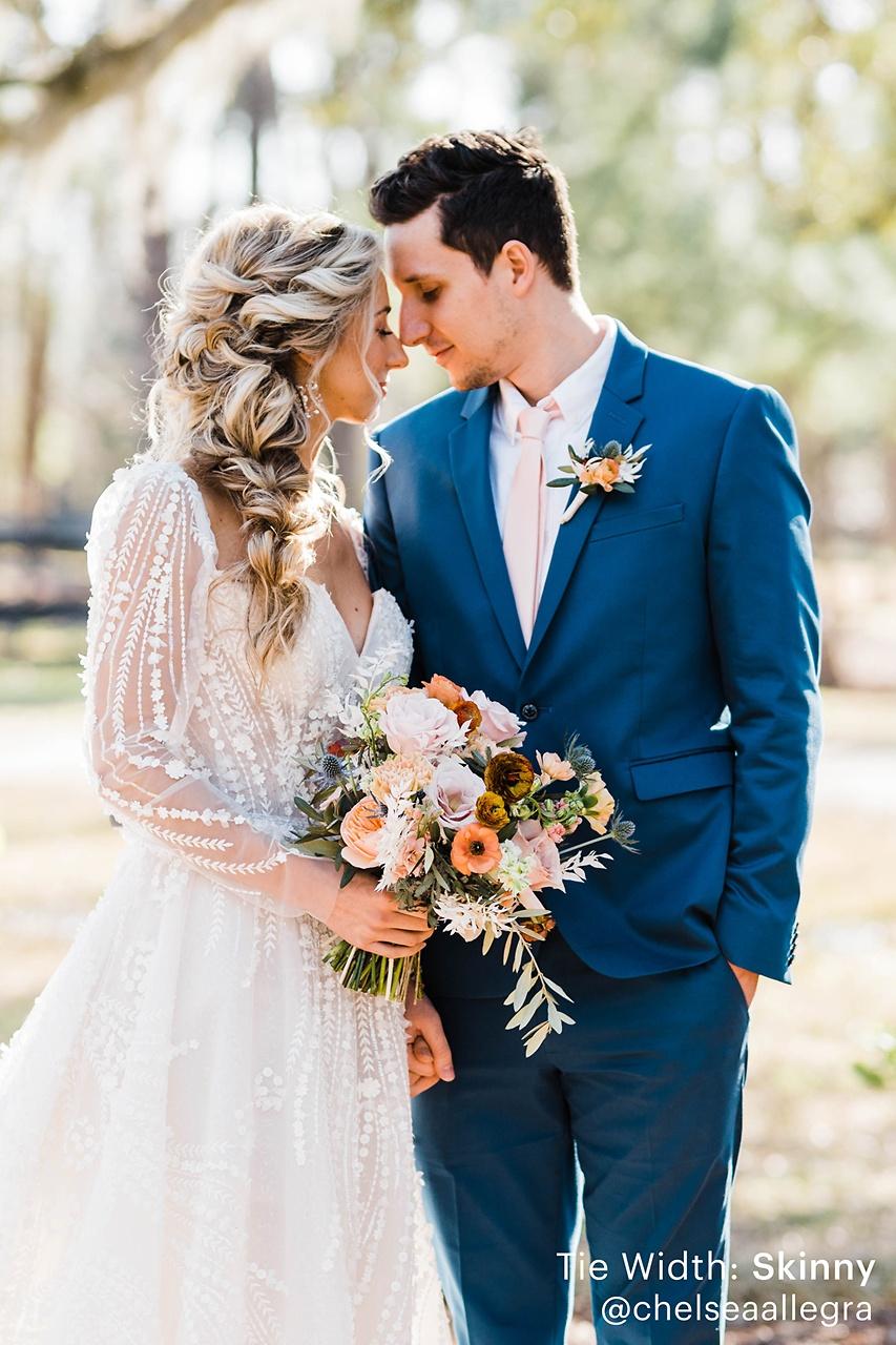 Alynn Blush Blush 100% Silk Skinny Tie